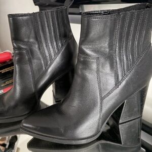 Marc Fisher Black Leather Ankle Booties